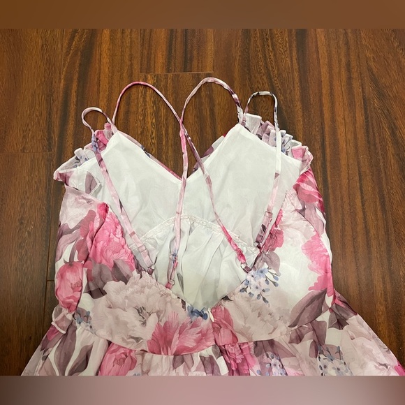 Women’s ChicMe ruffled hem floral print asymmetrical d dress - size large - Picture 5 of 11